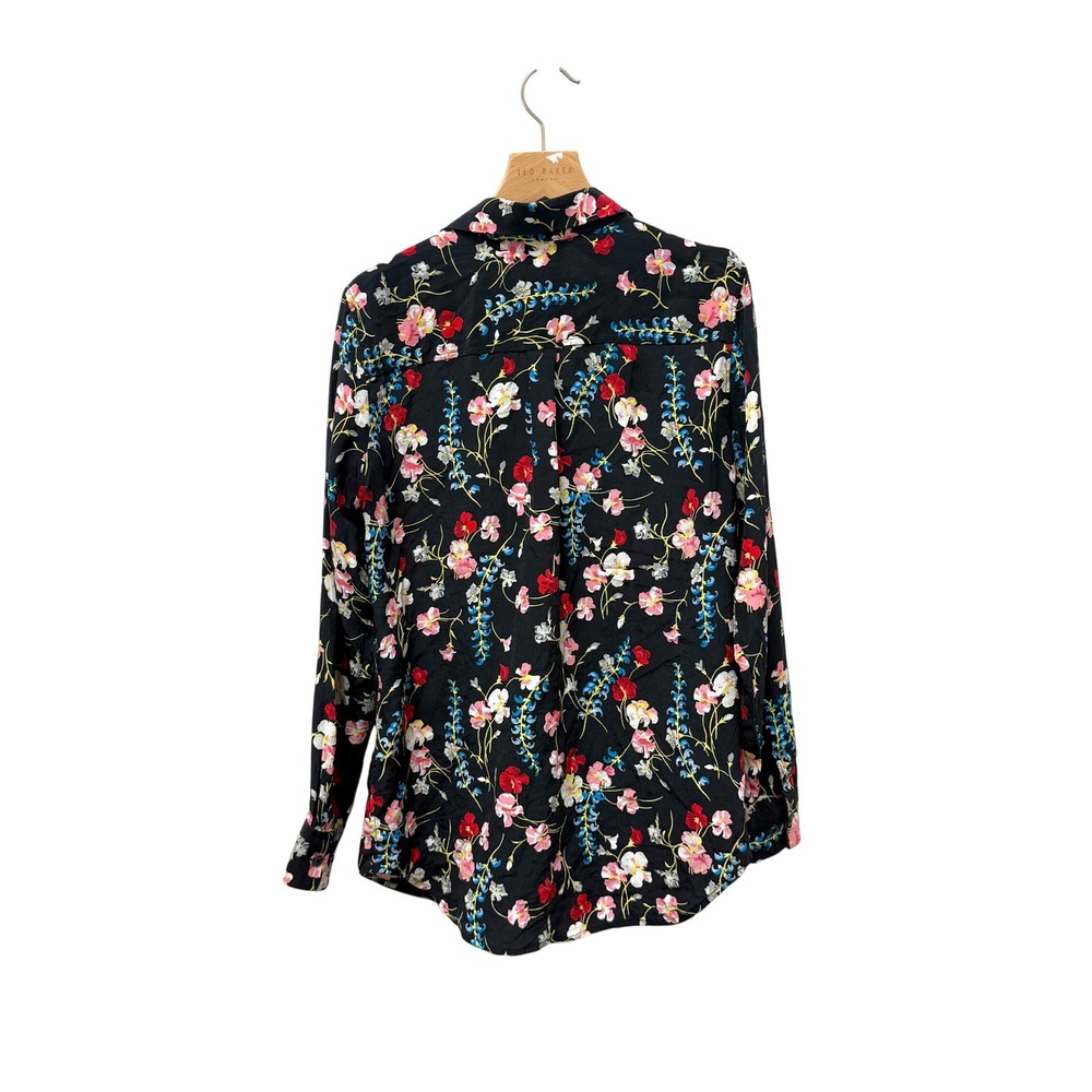 Equipment Femme‎ 100% Silk Floral Button Down Shirt Black Multi Size Small - Picture 7 of 9